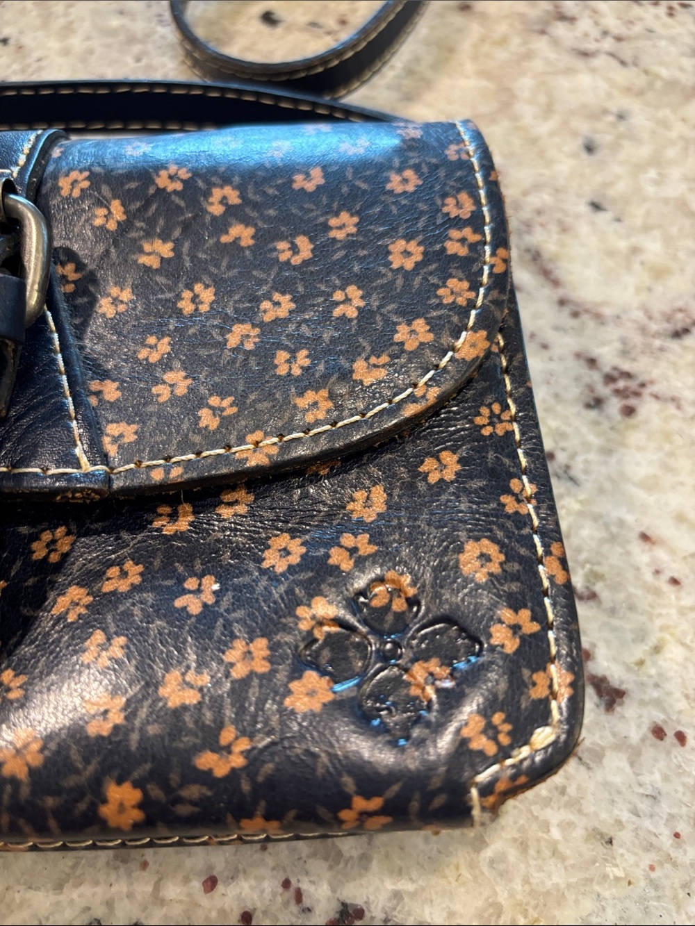 Patricia Nash Navy Floral Crossbody Bag with Buckle Closure - Picture 2 of 5